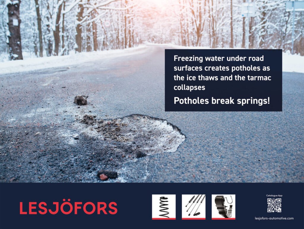 Lesjofors Social Media Comms Wintry Road Potholes break springs Oct2023